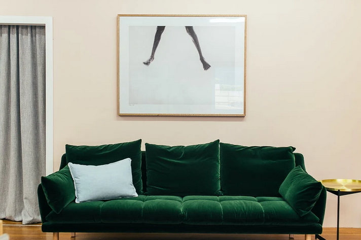 green sofa